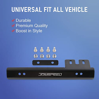 JDMSPEED Black Front Bumper License Plate Mount Bracket Relocator Holder Bar - color: Black