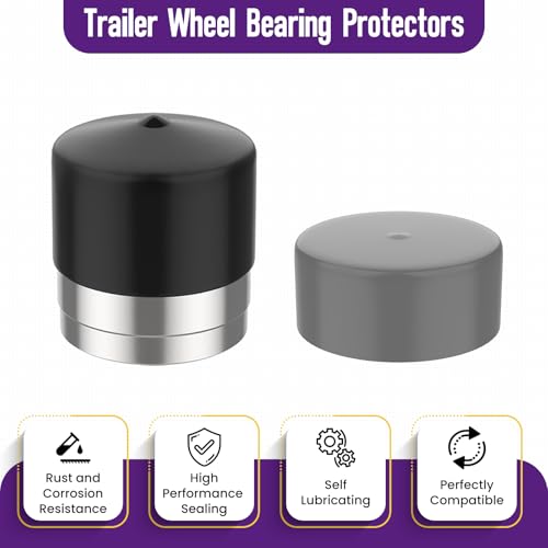 2 Pack 1.98" Trailer Bearing Protectors with Dust Cap & Rubber Covers - size: 2 Pack - 1.98 Inch