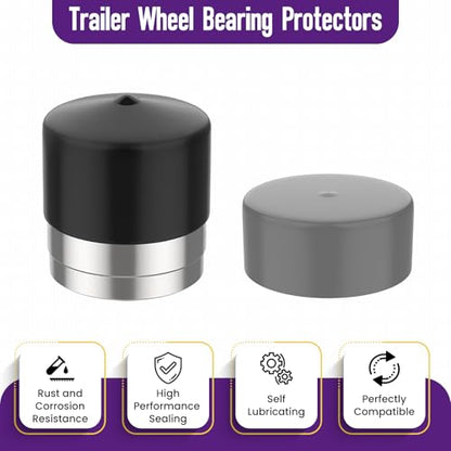 2 Pack 1.98" Trailer Bearing Protectors with Dust Cap & Rubber Covers - size: 2 Pack - 1.98 Inch