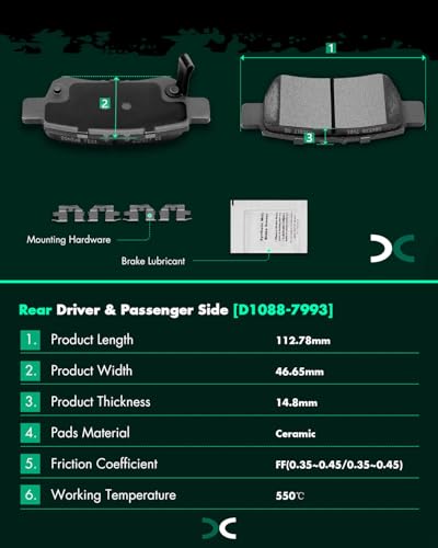 SCITOO Rear Brake Kits Drill & Slotted Brakes Rotor Brakes Pads:31369;D1088 - size: Rear 31369 + D1088 [2+4PCS]