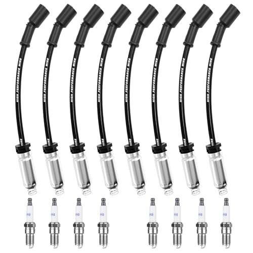 Ozikutech High Performance Spark Plugs and Wires Set of 8 for Chevy GMC LS