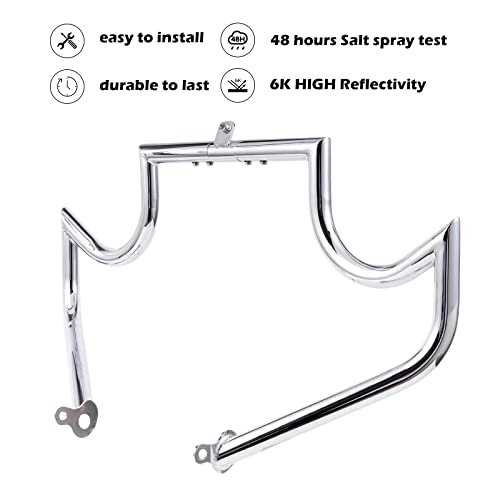 Kinglemc Crash Bar Engine Guard for Harley Touring(Chrome) - color: Chrome-Mustache