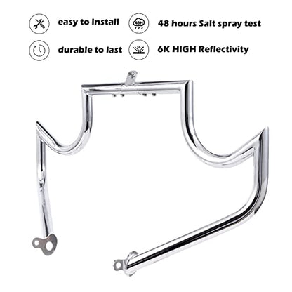 Kinglemc Crash Bar Engine Guard for Harley Touring(Chrome) - color: Chrome-Mustache
