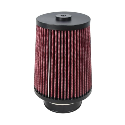 2.75 Inch 70 mm High-Flow Air Filter, Reusable Cone Cold Air Intake, High Performance, Washable, Clamp-On Car High Flow Air Kit, Flange Diameter: 2.75 Inch, Filter Height: 7.3 Inch, Red - color: 2.75 Inch Air Filter Red