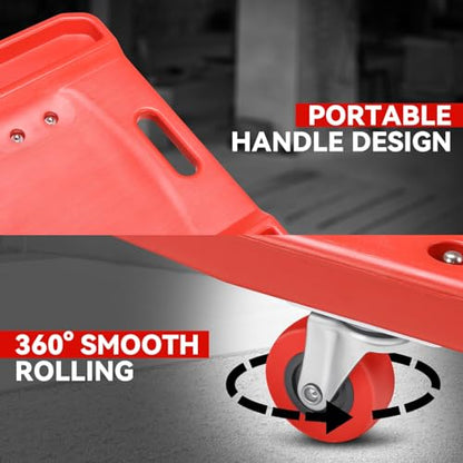 Auto Dynasty 38 in Low-Profile Under-Car Rolling Mechanic Creeper - color: Red T Shape