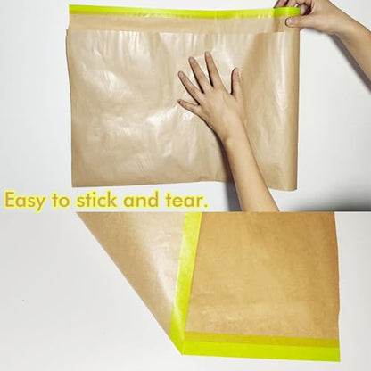 Amonk 18inx50Ft Kraft Pre-Taped Masking Paper for Wall & Car Painting, 2PCS
