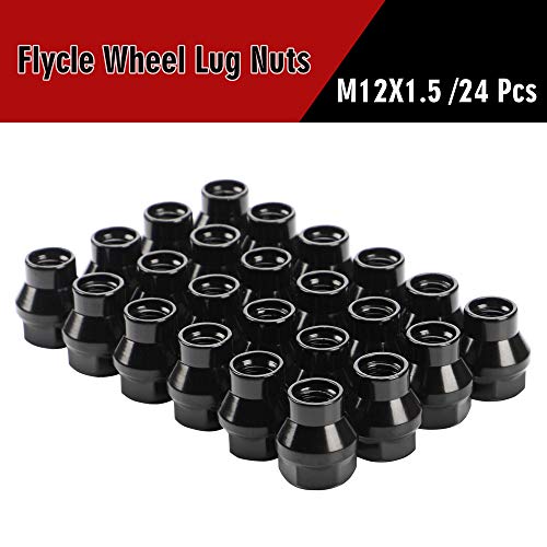 12x1.5 Extended (ET) Lug Nuts, Black, 24PCS - color: Black, size: 1.1inch
