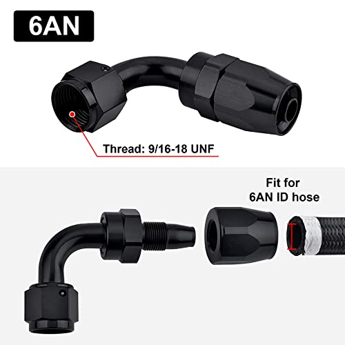 EVIL ENERGY 6AN 90 Degree Hose End Fitting for CPE Braided Fuel Hose - size: 6AN, style: 90 Degree