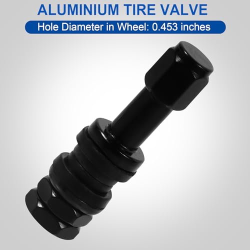 TR43E/VS43 Black Tubeless Metal Clamp-in Valve Stems, 0.453" /11.3mm+0.4mm Valve Hole Dia, Length 1.69", Aluminum Alloy, Pack of 5 - size: TR43E 5pcs