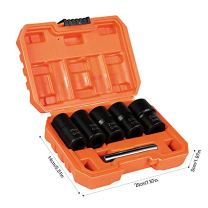 XEWEA 6PCS Impact Lug Nut Extractor Set, Wheel Lock Removal Kit - color: 6pcs 1/2" Drive
