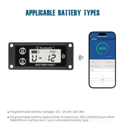 Runleader RL-BI609C Bluetooth Shunt Battery Monitor, Voltage Gauge