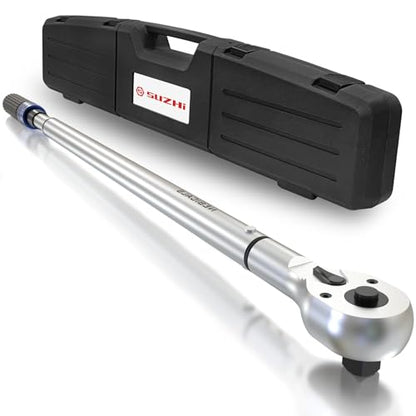 SuZhi 3/4 Inch torque wrench 100-600 ft lb /135.6-813.6 N.M/Aluminum Alloy handle & Cr-Mo Material Head, Heavy Duty, Professional,Dual Direction, Store in Solid Case - size: 3/4 1pc