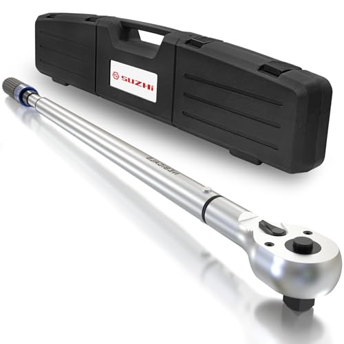 SuZhi 3/4 Inch torque wrench 100-600 ft lb /135.6-813.6 N.M/Aluminum Alloy handle & Cr-Mo Material Head, Heavy Duty, Professional,Dual Direction, Store in Solid Case - size: 3/4 1pc