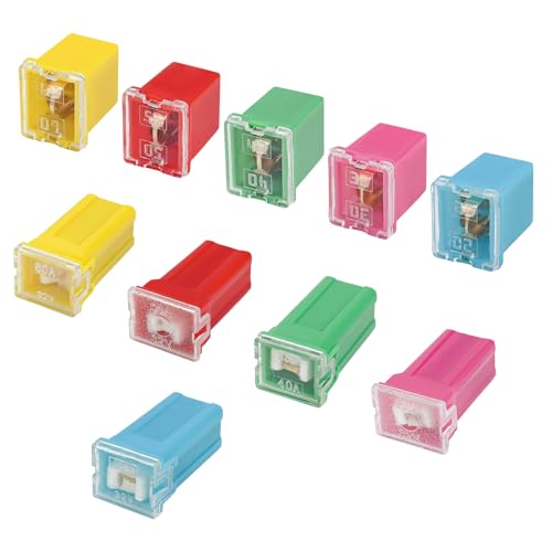 10 PCS Automotive Fuse Assortment, 20A 30A 40A 50A 60A Low and Tall Profile Auto Box Shaped Fuse Kit, Micro Cartridge Fuses Replacement for Pickup Trucks Sedans SUVs - color: Low and Tall Profile