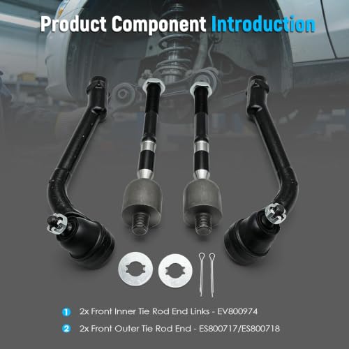 4PC Front Inner Outer Tie Rod End Compatible with Cadenza 14-16