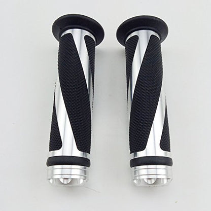 Universal Motorcycle Rubber Gel Handlebar Hand Grips for 7/8" Bar End Handle Bars Sports Bikes - color: Silver