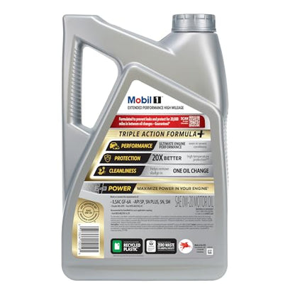 Mobil 1 Extended Performance High Mileage Full Synthetic Oil 0W-20, 5 Quart - size: 5 Quart (Pack of 1)