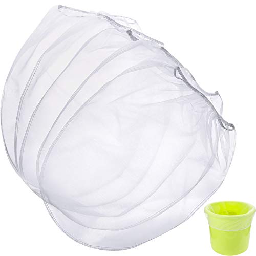 Boao 30 Pieces Paint Filter Strainer Bags White Fine Mesh Paint Strainer Bags Elastic Top Disposable Bucket Filter for Painting, Gardening, Plant Protection (5 Gallon) - size: 5 Gallon