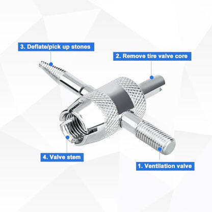 Gosknor 2pcs 4-Way Valve Core Tools, 4-in-1 Tire Valve Tool