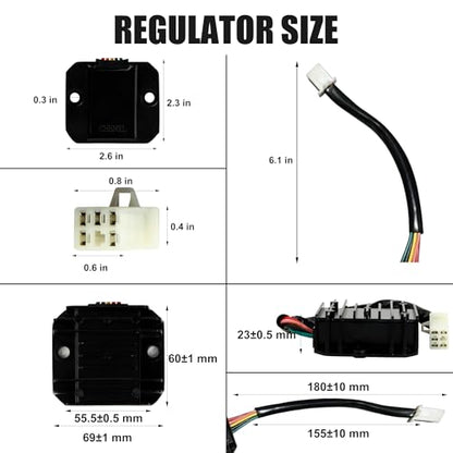12V 5-Wire Full-Wave Voltage Regulator Rectifier - Compatible with GY6 Scooters, ATVs, UTVs, Golf Carts, Lawn Mowers, Dirt Bikes, Motorcycles, and DIY Engines (Magneto up to 100W)