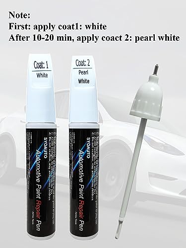 SYOAUTO Pearl White PPSW Touch Up Paint for Tesla Model Y 3 X S Car Touch Up Paint Pen 0.4 oz Automotive Scratch Repair Pen Brush and Tip 2 in 1 Pen (Pearl White PPSW) - color: Pearl White (PPSW)