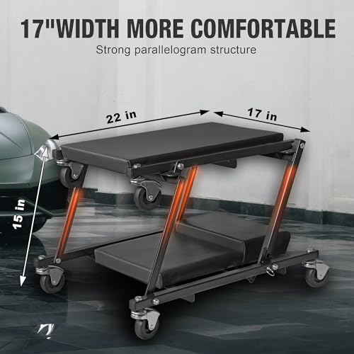 Big RED 36" Rolling Foldable Automotive Creeper, Car Creeper, 2-in-1 Garage Shop Creeper for Auto Repair, 300 Lbs Capacity, Black, TAM6505BR Torin - style: Black Foldable Creeper