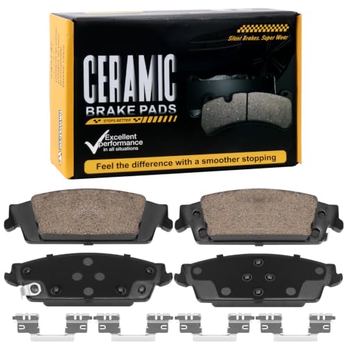D1707 Rear Ceramic Brake Pads Kit Fit For Cadillac Escalade 2015-2020, For Chevrolet Silverado 1500 2014-2018, For Chevrolet Suburban/Tahoe 2015-2020, For GMC Sierra 1500 2014-2018 - size: HZ1707