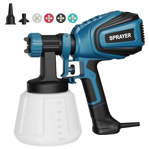 VONFORN Paint Sprayer, 700W Spray Paint Gun with 4 Nozzles & 3 Patterns - color: Blue