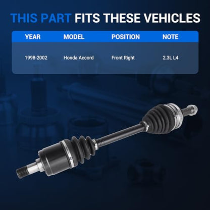 Autoround 664153 Front Right CV Axle Shaft Assembly Fit for Honda Accord 1998 1999 2000 2001 2002, L4 2.3L, Passenger Side, Replace# 66-4153, 44010S84A00