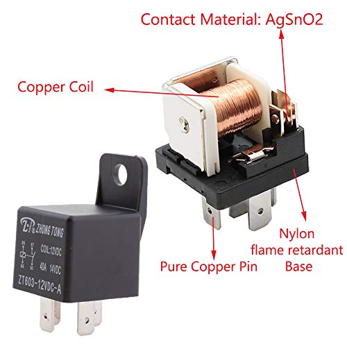 ESUPPORT Car Relay 12V 40A SPST 4Pin Relays Switch Automotive - color: 40A 4Pin SPST