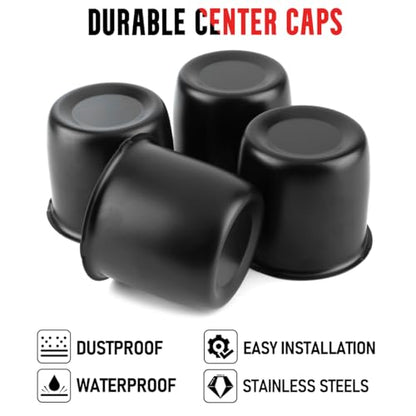 Rtrhinotuning Stainless Steel Push Through Center Caps 3.31" for Trailer Truck Rv Wheel Rims Chrome Trailer Hub Cap 3.03" Hight 4 PCS Wheel Center Caps - color: Black, size: 3.37" Center Hole, 3.03" Height