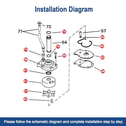 MARKGOO Water Pump Repair Kit 393630 for Johnson Evinrude 20-35 HP Outboard - color: 393630 fits 20 25 30 35HP