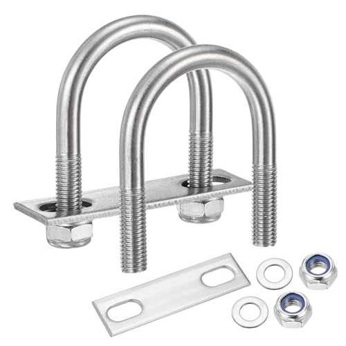 METALLIXITY U Bolts 4Set M10x45x76,Round U Bolt Kits 304 SS U Clamp - color: Silver, size: M10x45x76mm