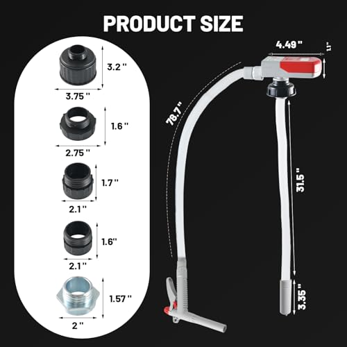 Fuel Transfer Pump-3.8 GPM Strong Flow with 78" Extra Long Hose w/5 Can Adapters,12V DC/Battery Powered Portable Fuel Pump for Gasoline,Oil,Diesel,DEF-Ease of Use