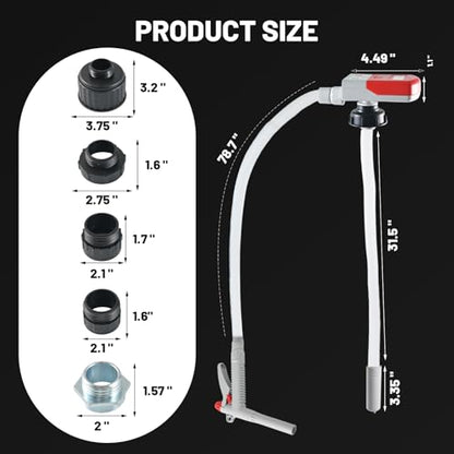 Fuel Transfer Pump-3.8 GPM Strong Flow with 78" Extra Long Hose w/5 Can Adapters,12V DC/Battery Powered Portable Fuel Pump for Gasoline,Oil,Diesel,DEF-Ease of Use