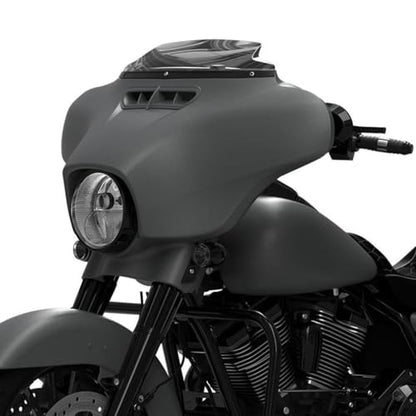 HR3 Industrial Gray Denim Batwing Outer Fairing Body + Vent Trim Compatible with 2018 Street Glide FLHX 2019 Street Glide Special FLHXS - color: Industrial Gray Denim