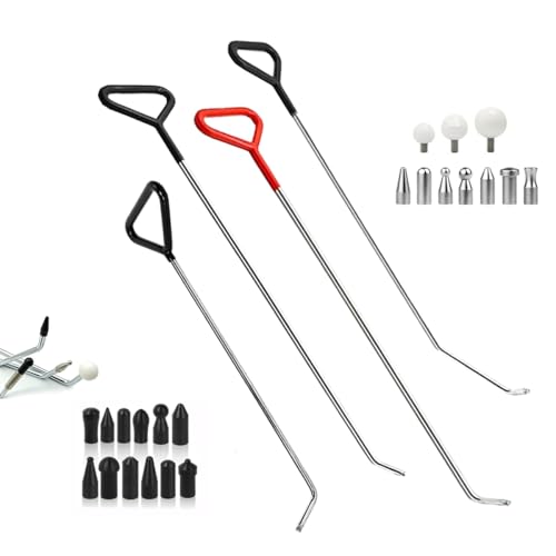 LadyRosian Car Dent Repair Rods Stainless Steel Tools Paintless Dent Repair Kits with Accessory for Car Dents Hail Damage Removal Set - color: Repair Tool B