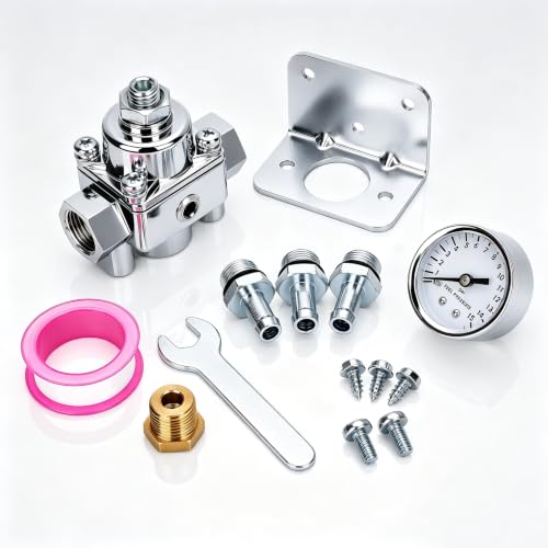 GEARLAST 12-803 Adjustable Fuel Pressure Regulator with Gauge - size: 12-803