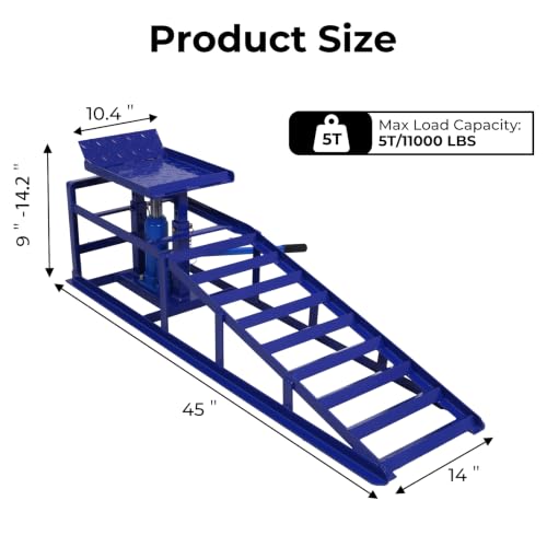 Skepphlay 2 Pack Hydraulic Car Ramps 5t 11000lbs, Cars High Lift 9"-14.2" - color: Blue