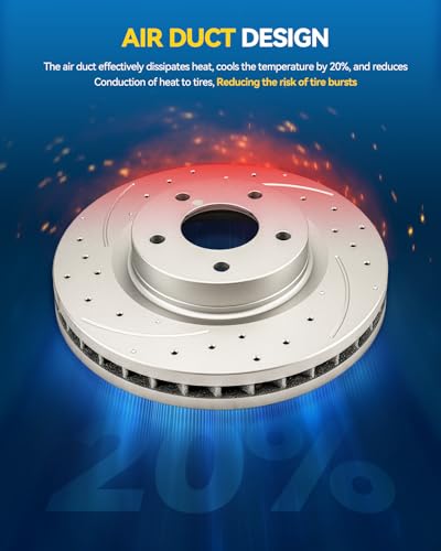 PHILTOP Front Brake Pads and Rotors Kit for Mercedes-Benz E350 2006-2007, E500 2003-2006, Drilled Slotted Vented Rotors 312MM - size: E350 2006-2007 - Front 34246-312mm