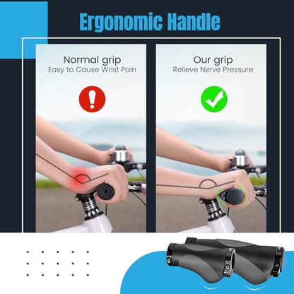 PRUNUS Bike Grips Rubber Ergonomic Antislip Handlebar Grips for MTB Bicycle - color: black