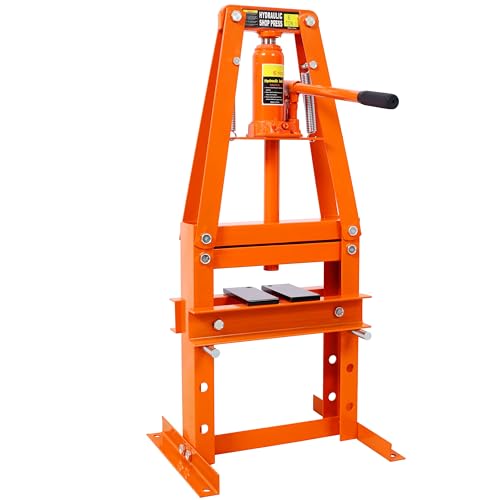 6-Ton Hydraulic Shop Press Heavy-Duty Benchtop A-Frame Power Press with Adjustable Height Press Plates and Safety Valve Orange Hydraulic Press for Garage Auto Repair and Metalworking