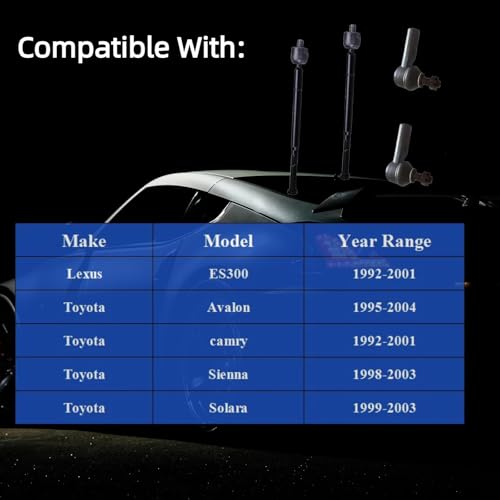 Front Outer Inner Tie Rod Ends ES3306 EV301 for Toyota Camry 1992-2001