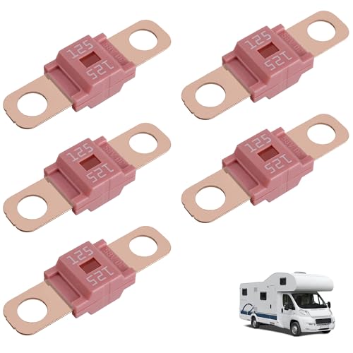 5Pcs AMI/Midi Fuse Kit - High Current Bolt-on Fuses for Battery Fuse Replacement - Heavy Duty Truck Fuses for Cars, RVs, Construction Vehicles & Marine Audio Systems (125A) - size: 125A