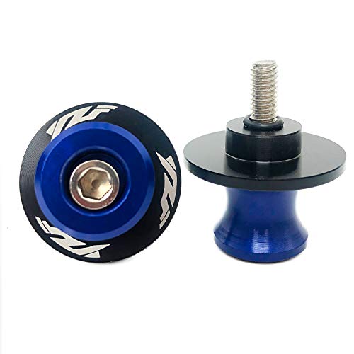 6MM M6 X 1.5 Motorcycle Swing arm Sliders Spools CNC Swing Arm Stand Screws 2PCS for Yamaha YZF R1 R3 R6 R25 R125 R6S 600R 750R (Blue) - color: Blue