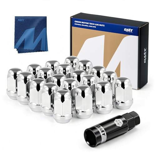 OMT M12x1.5 Lug Nuts with Cone Seat, 20pcs Lug Nuts Set with 1 Socket Key - color: Silver, size: M12x1.5, style: 20Pcs Hex Tuner
