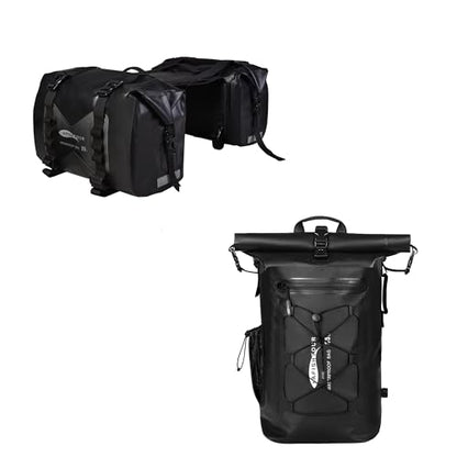 50L Waterproof Motorcycle Saddlebags and 35L Waterproof Backpack for Men and Women - Heavy Duty Roll-Top Floating Dry Bag Backpack for Kayaking, Boating