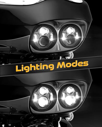 M MIBAHE 120W 5.75 Inch Dual LED Headlight Compatible with Road Glide 2004-2013, Chrome - color: chrome