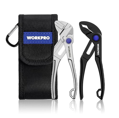 WORKPRO 2-Piece Mini Pliers Set, 4-Inch Water Pump Pliers & Pliers Wrench