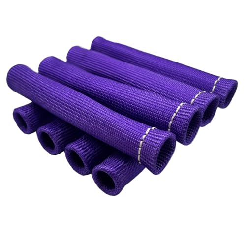 Spark Plug Wire Boots Protection 8 PCS Spark Plug Wire Heat Shield 6 Inches 2500° Heat Sleeve Cover Wrap for LS1 / LS2 Sbc BBC 350 454 (Purple) - color: Purple